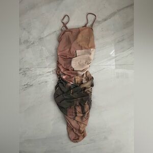 Shein Brown and cream maxi dress with a boho, indie vibe